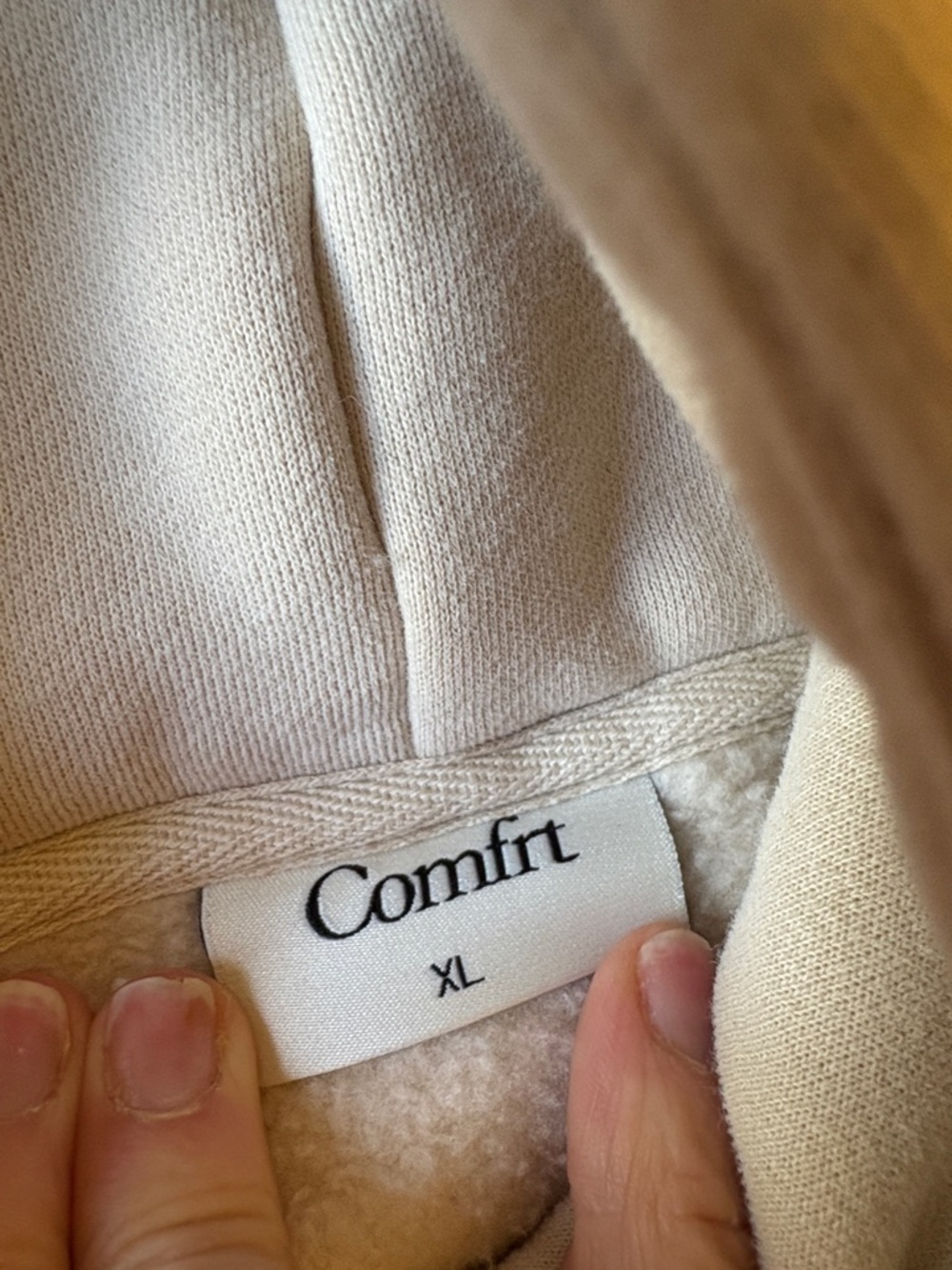 Hooded Pullover Comfrt Sweatshirt in Cream - Picture 2 of 3